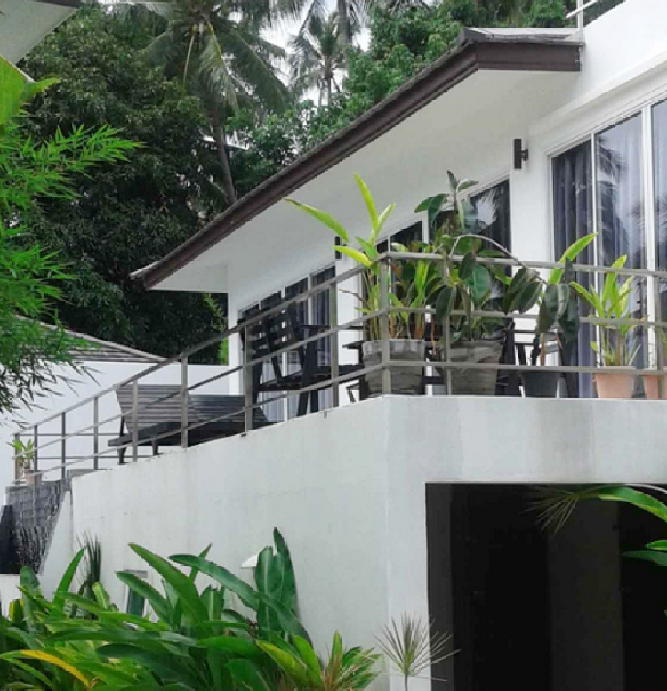 villa Paris entrée par escalier pour arriver a la terrasse avec piscine